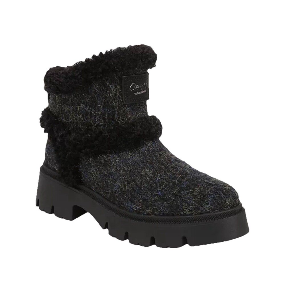 Circus NY Sam Edelman Clare Boots 8.5M Black Cozy Knit Sherpa Lug Platform
